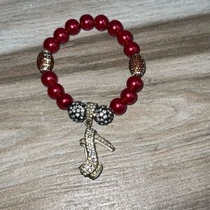 Stilettos ￼and football bracelet rhinestones and pearl stretch festival academic